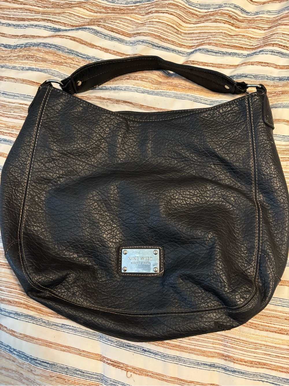 Nine West Black Textured Shoulder Hobo